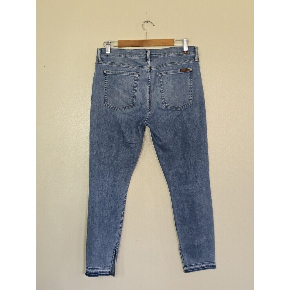7 For All Mankind Ankle Skinny Jeans Womens Size 32 Light Wash Stretch Denim - Picture 7 of 13